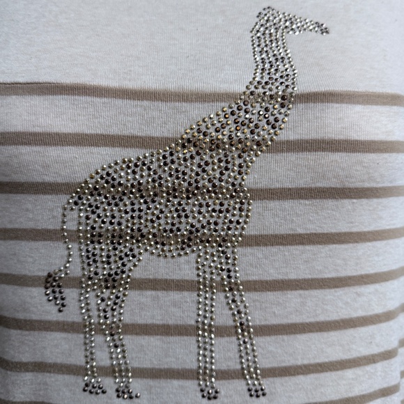 NWOT Karen Scott Plus Size Striped Giraffe Embellished 3/4 Sleeve Top - 1X - Picture 3 of 5